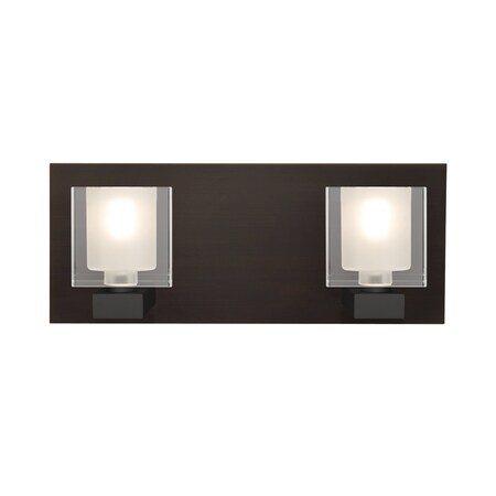 Bolo Vanity, Clear/Frost, Bronze Finish, 2x40W Halogen
